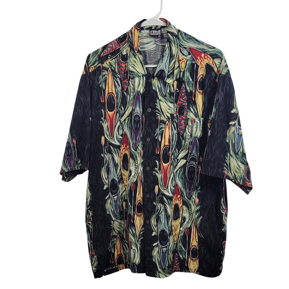 Teva 90's  Abstract Print Short Sleeve Button Front Shirt Size XL 6126-1365